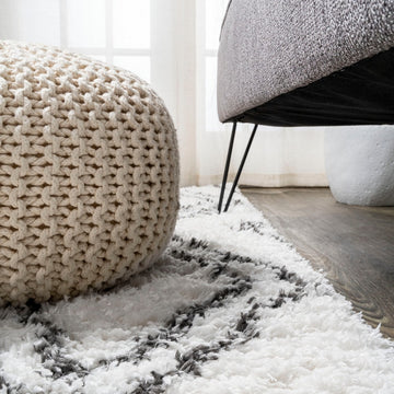 Beni Moroccan Style Diamond Shag Area Rug